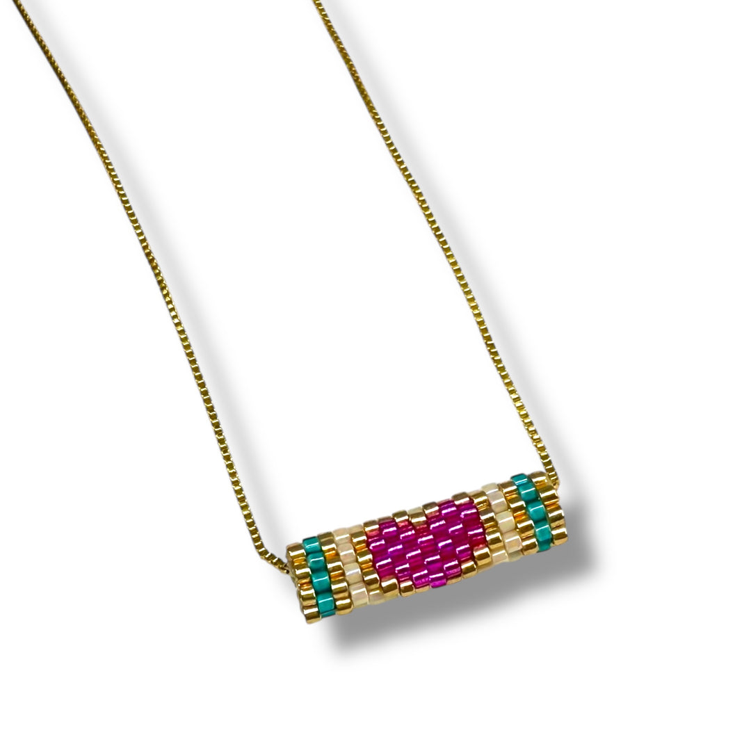Cadena bloque corazon rosa