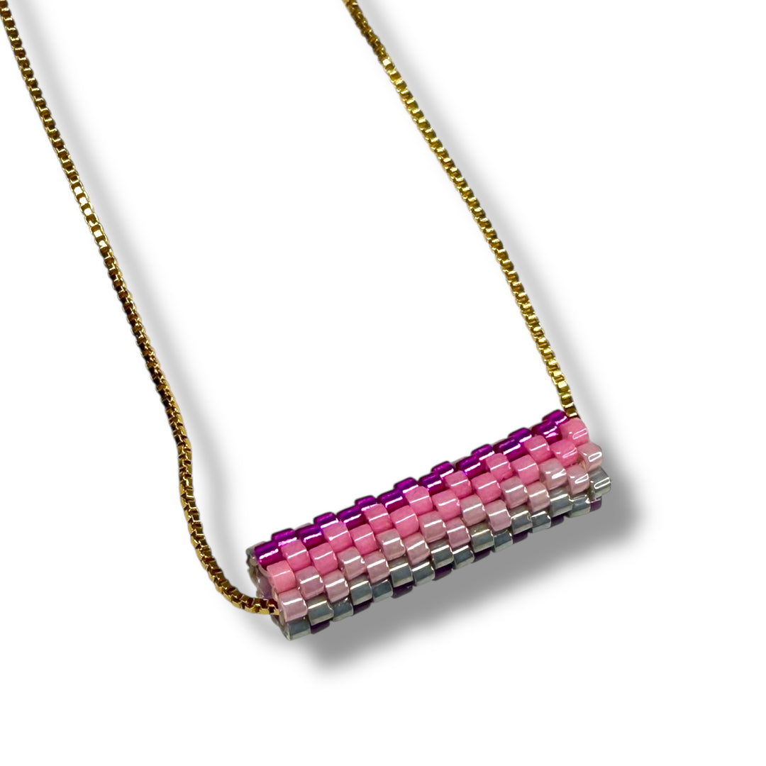 Cadena bloque rosa gris