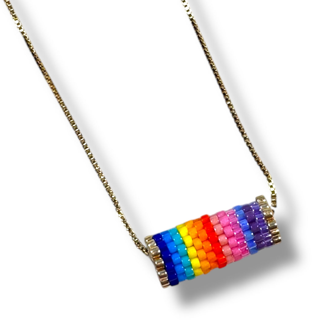 Cadena bloque de Miyuki arcoíris