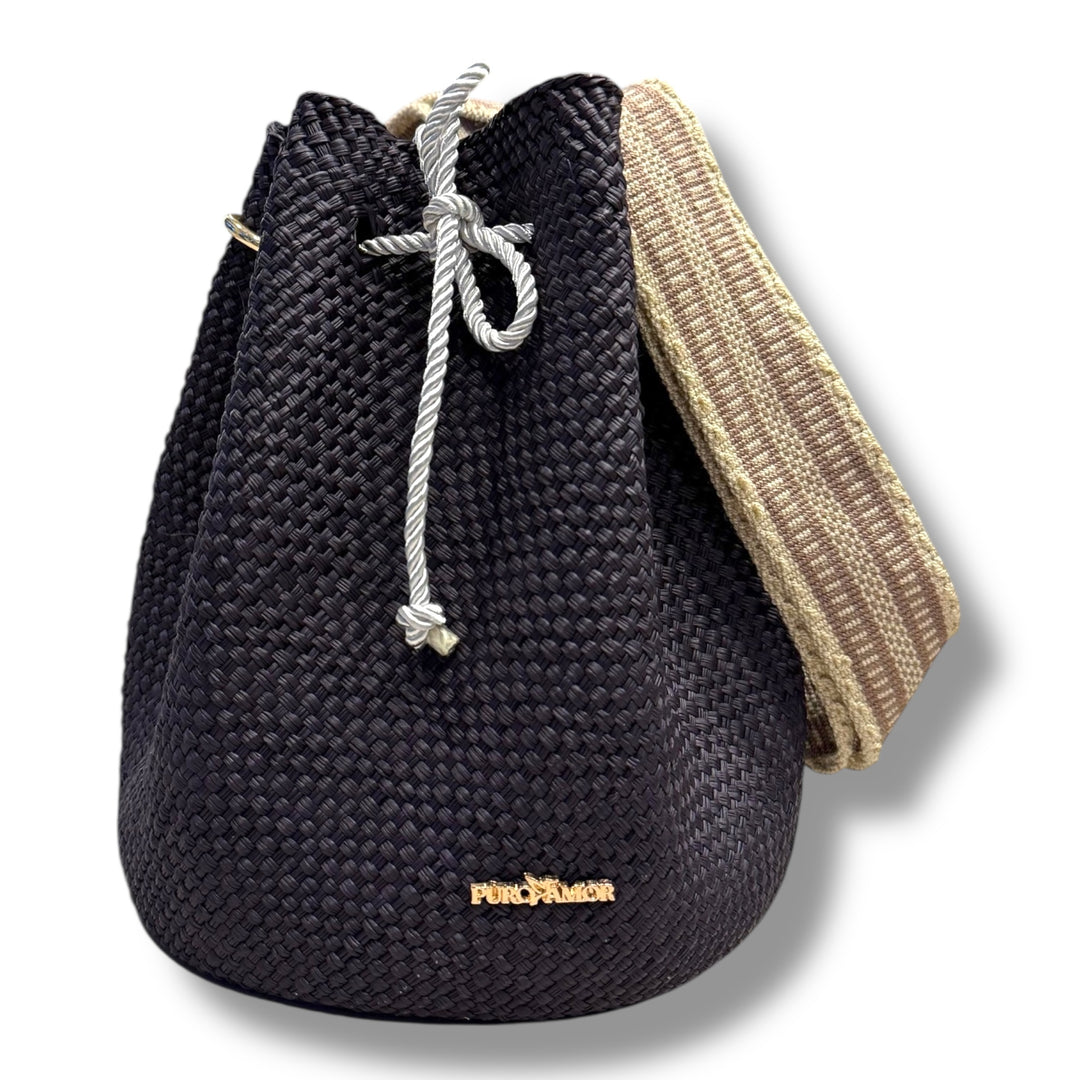 Mochila en palma de Iraca grande negra