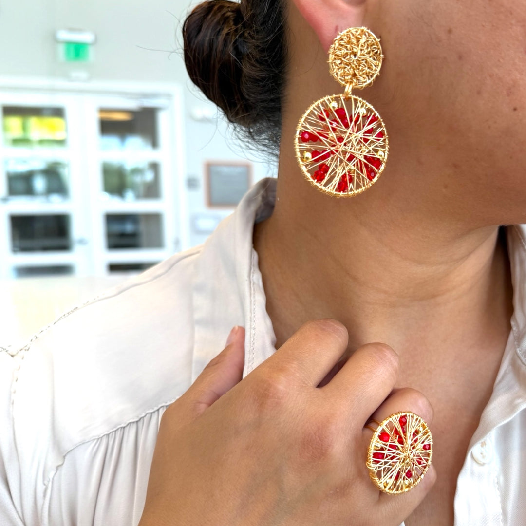 Aretes Salome rojo