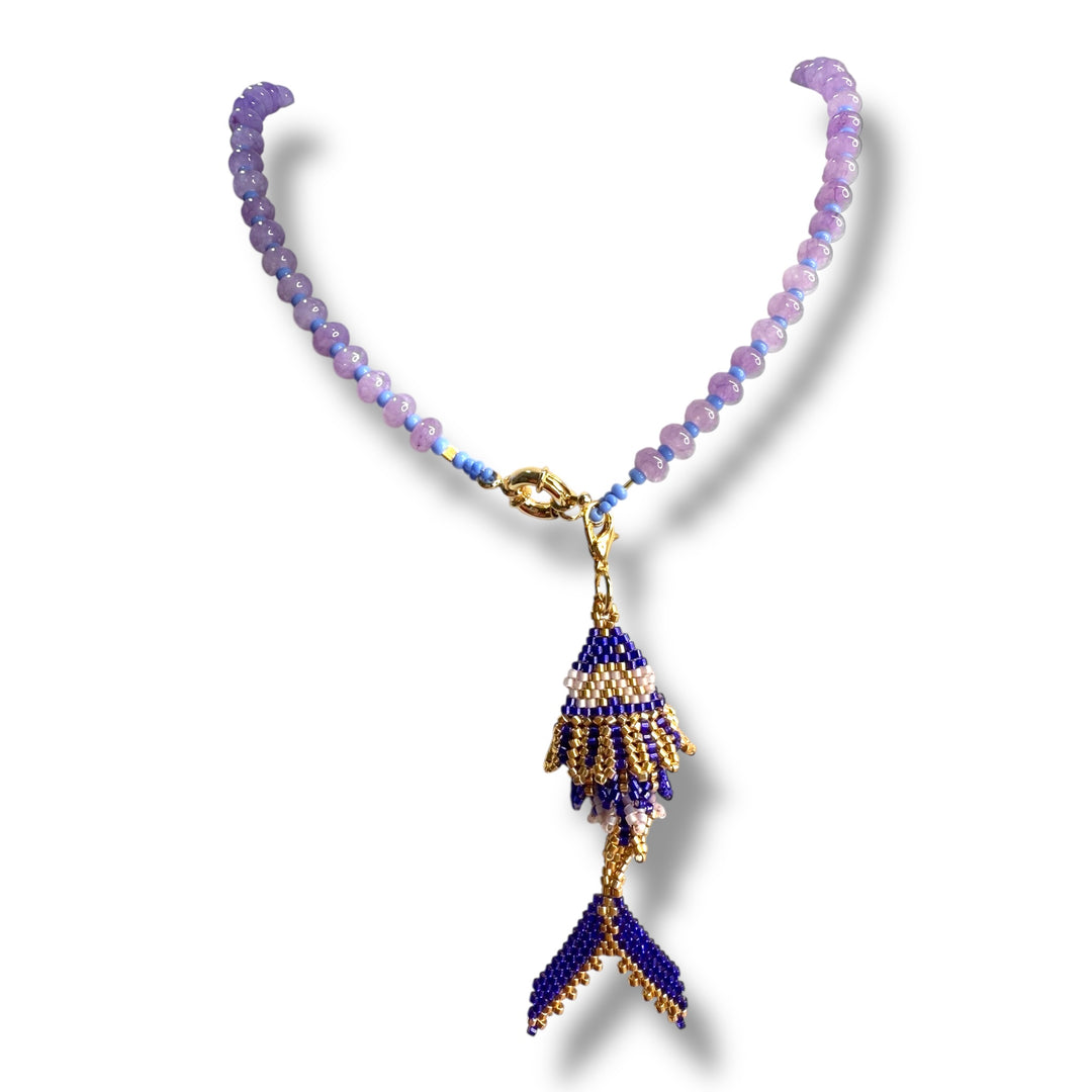 Cadena choker pez 3D morado