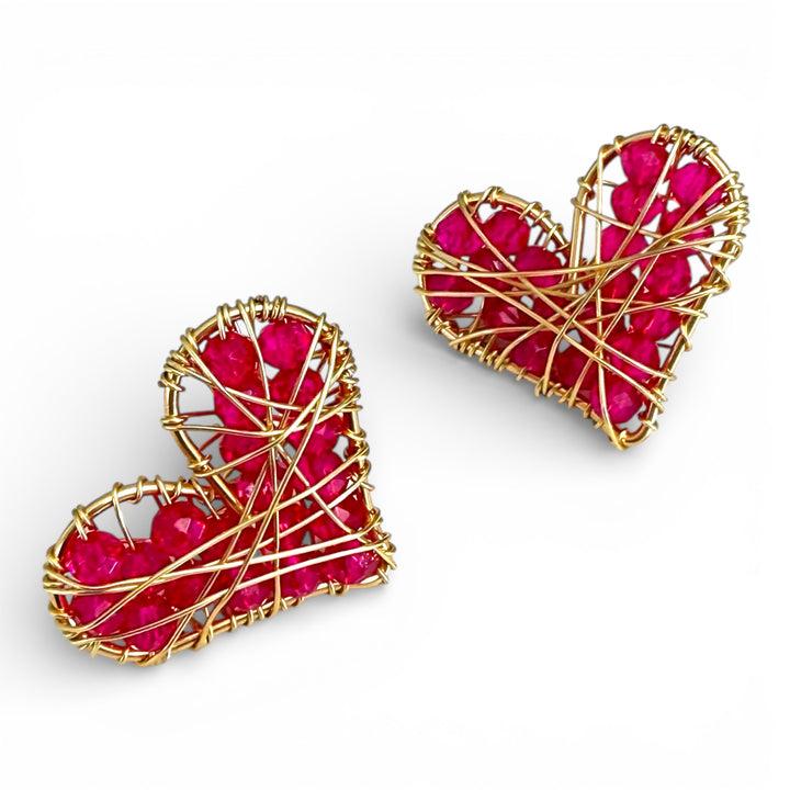 Aretes corazón de cristal