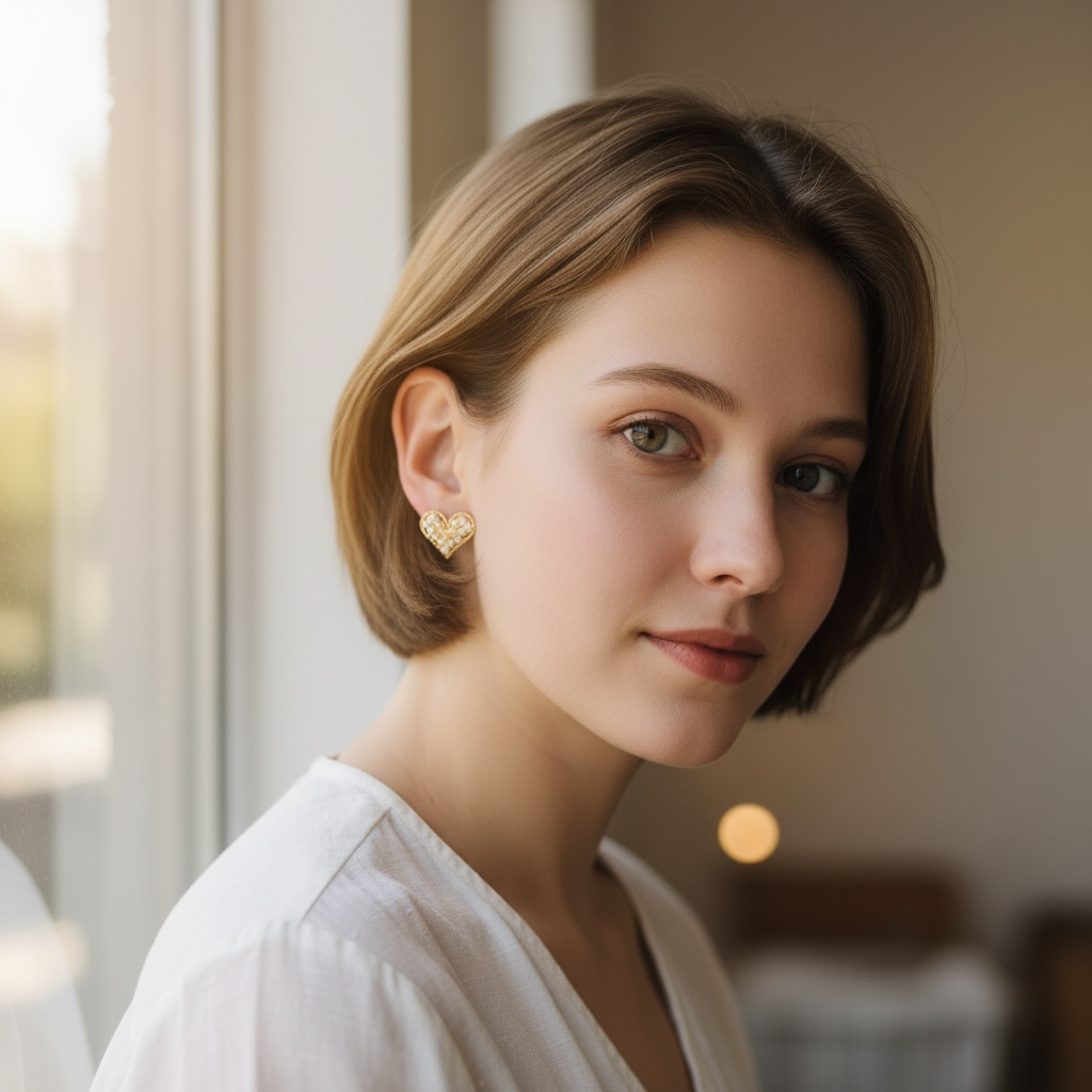 Aretes corazón de cristal