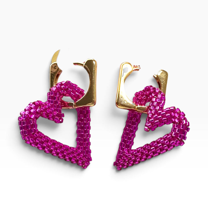 Aretes hoops de corazón