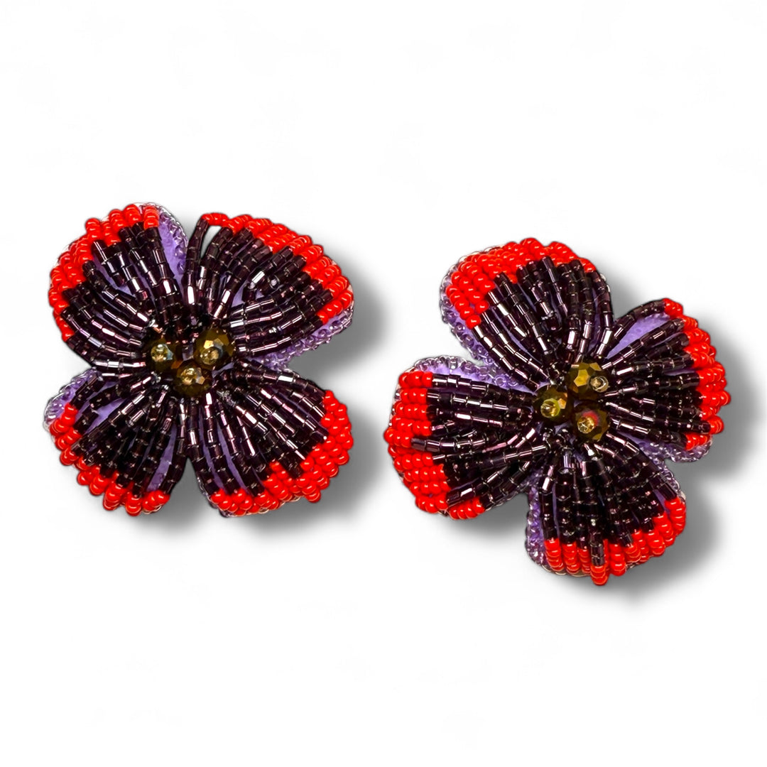Aretes flor embroidery