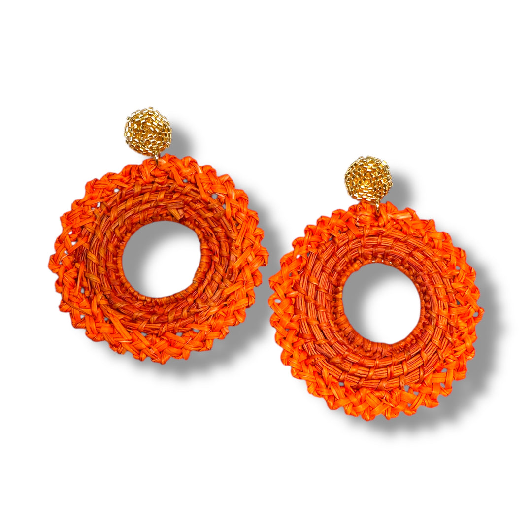 Aretes macramé en palma de Iraca