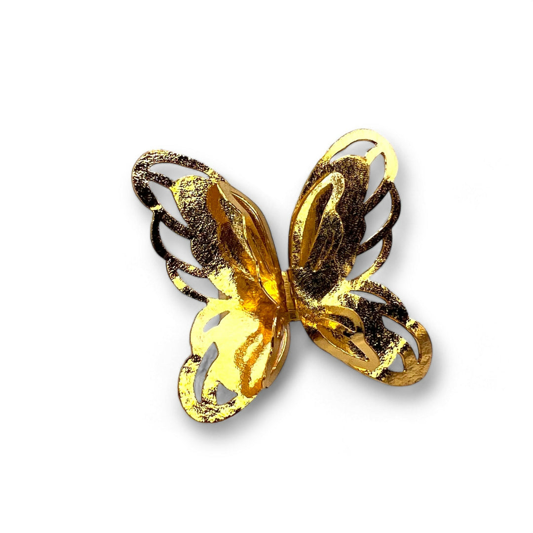 "Anillo de mariposa en plata con baño en oro 24k - Joyería elegante"