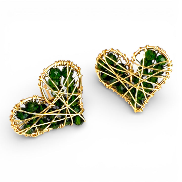 Aretes corazón de cristal