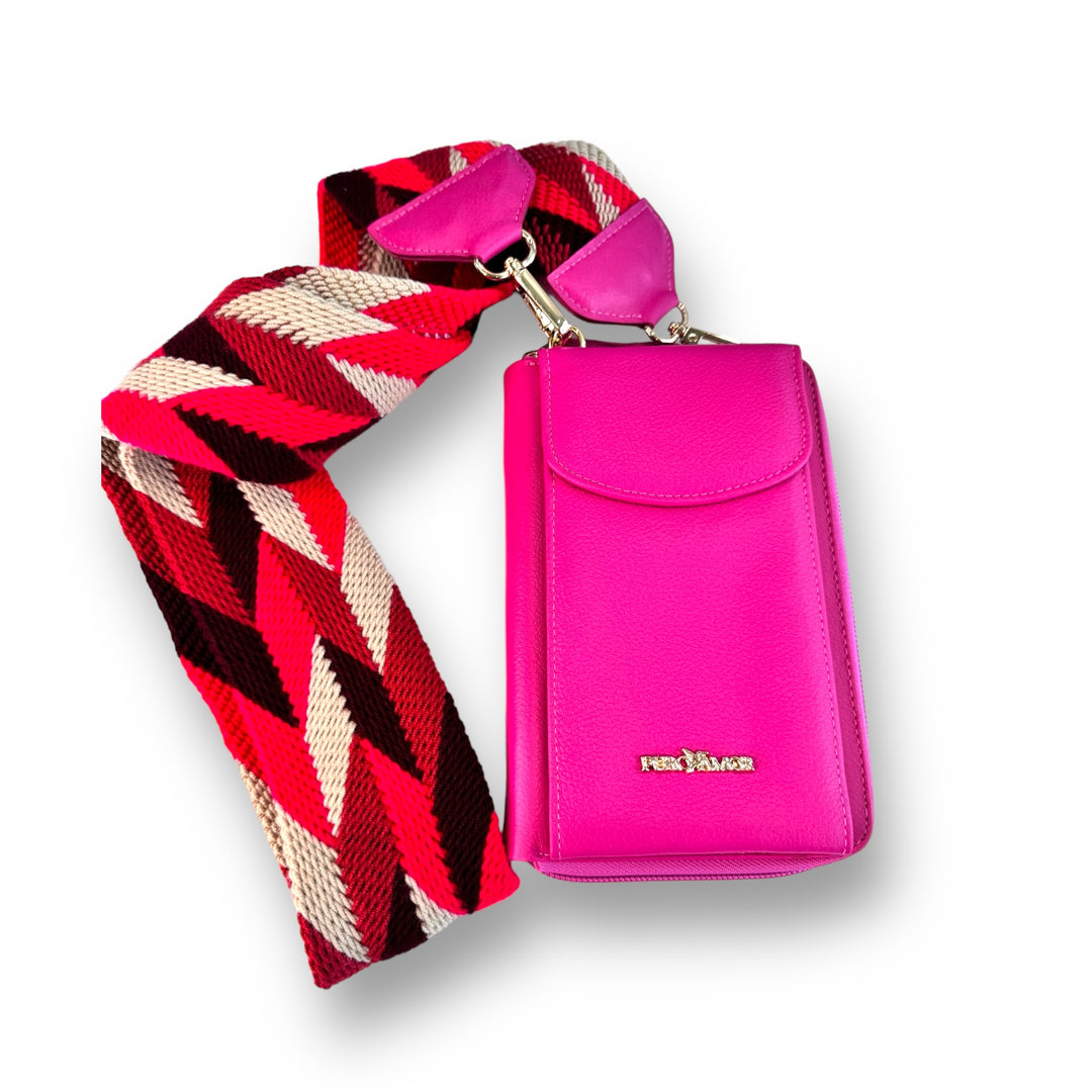 Billetera porta celular fucsia