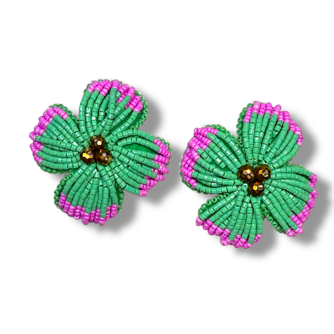 Aretes flor embroidery