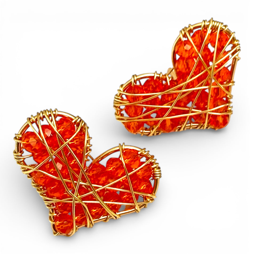Aretes corazón de cristal