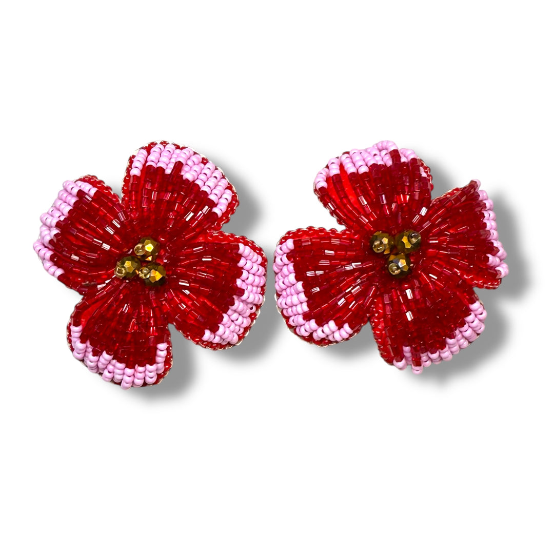 Aretes flor embroidery