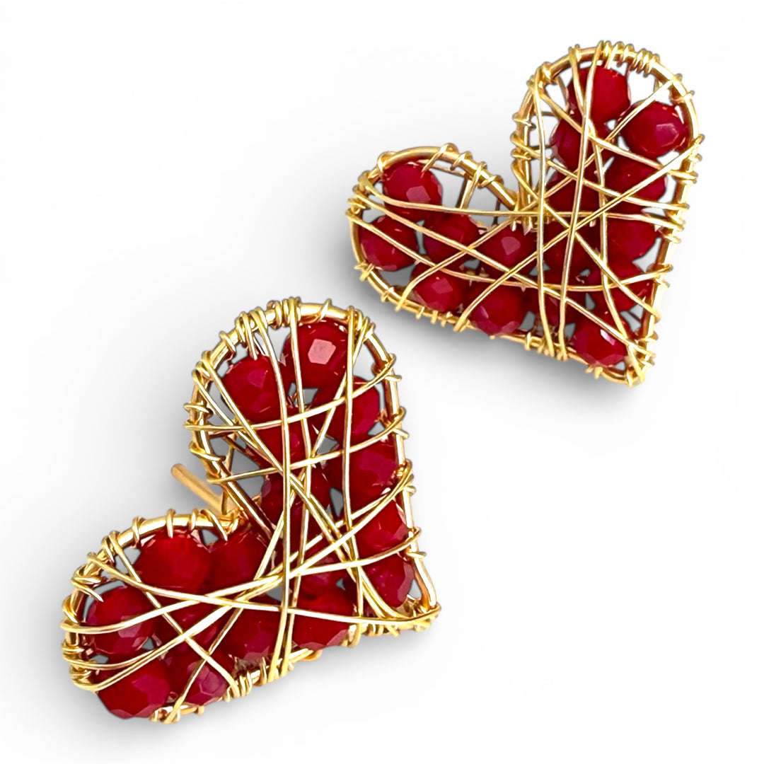 Aretes corazón de cristal