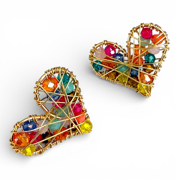 Aretes corazón de cristal