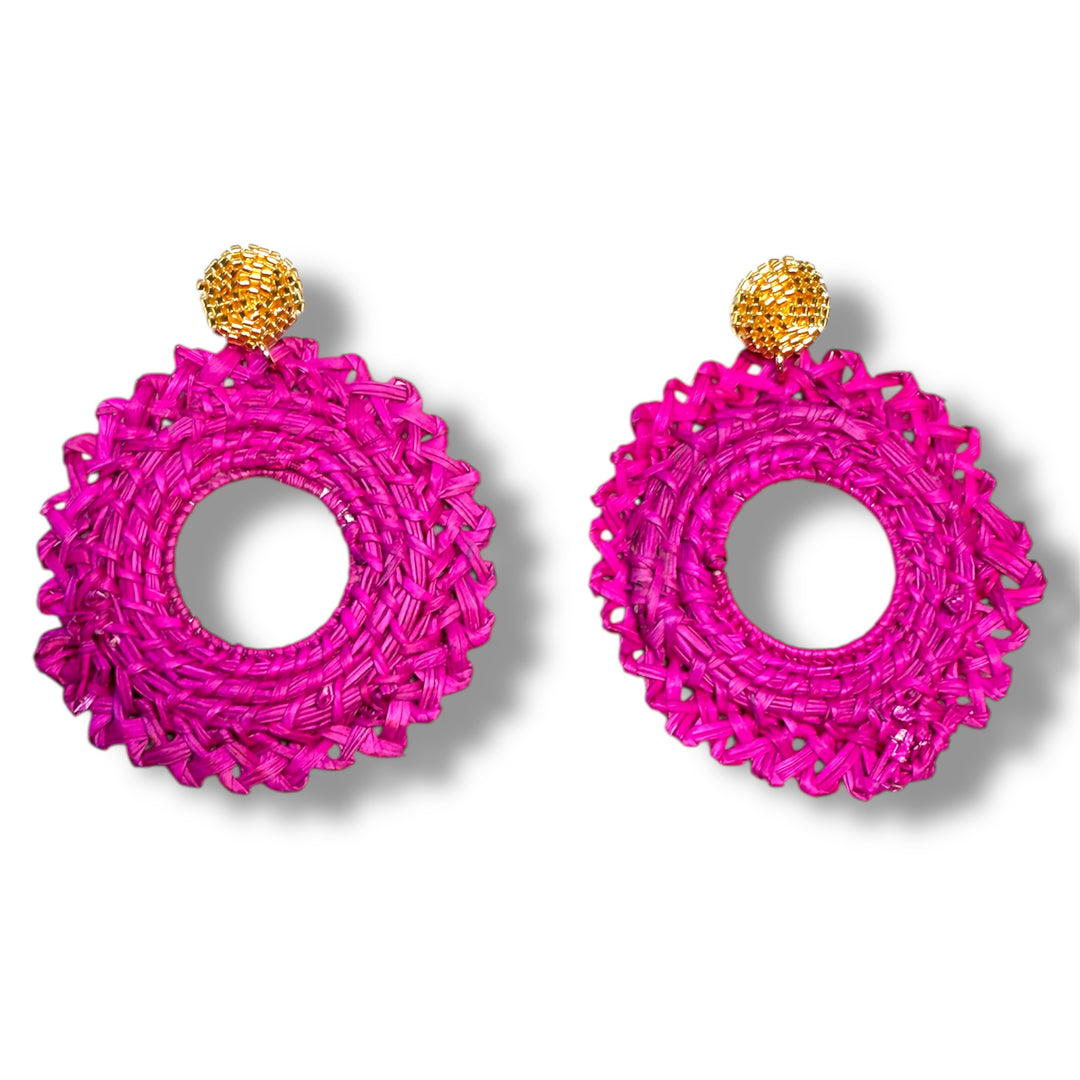 Aretes macramé en palma de Iraca