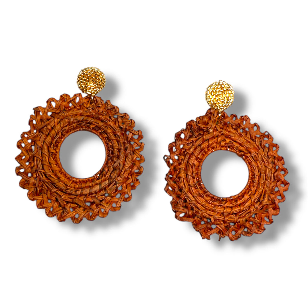 Aretes macramé en palma de Iraca