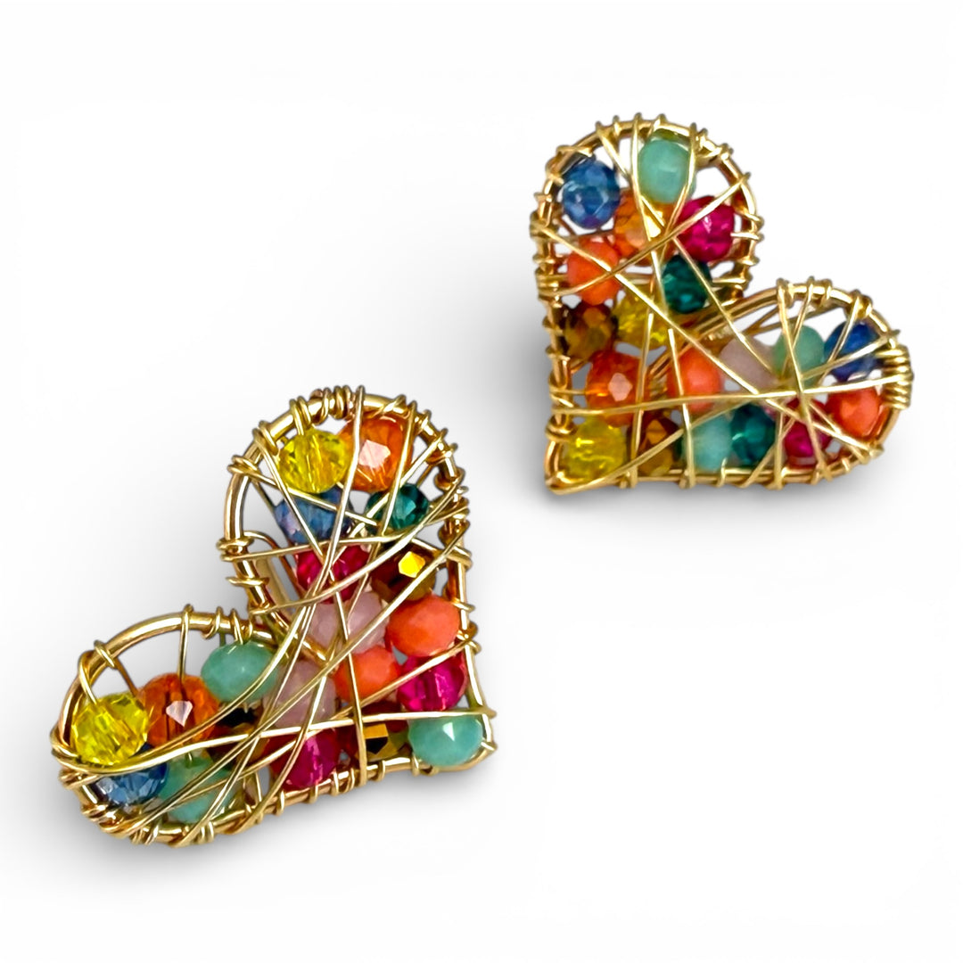 Aretes corazón de cristal