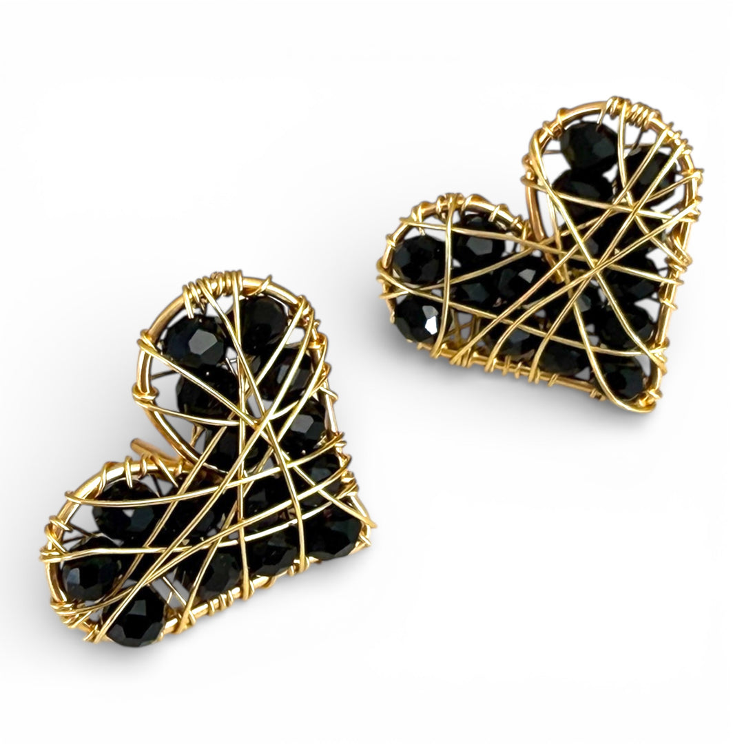 Aretes corazón de cristal