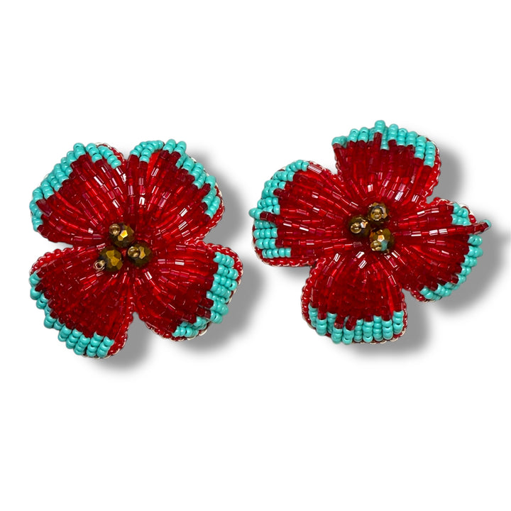 Aretes flor embroidery