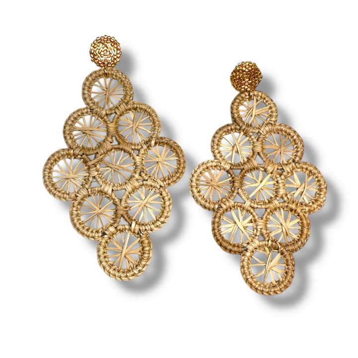 Aretes Mompox en palma de Iraca