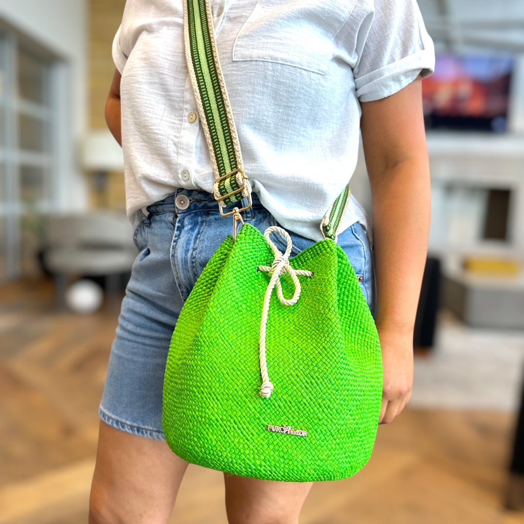 Mochila en palma de Iraca grande verde