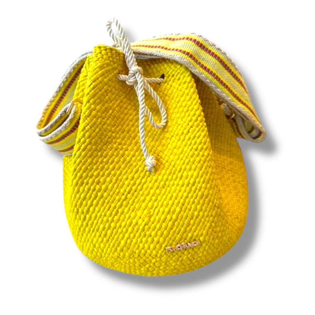Mochila en palma de Iraca grande amarilla
