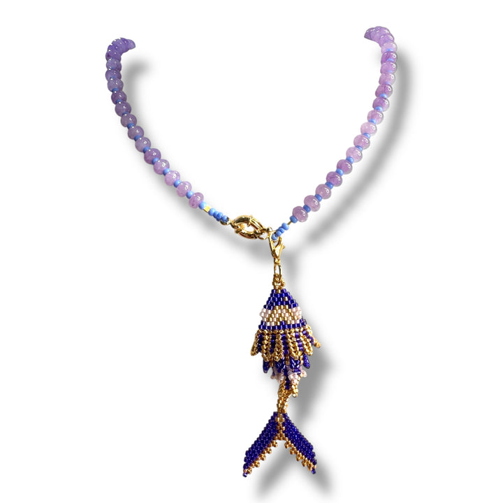 Cadena choker pez 3D morado